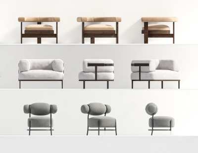 现代休闲椅3D模型下载